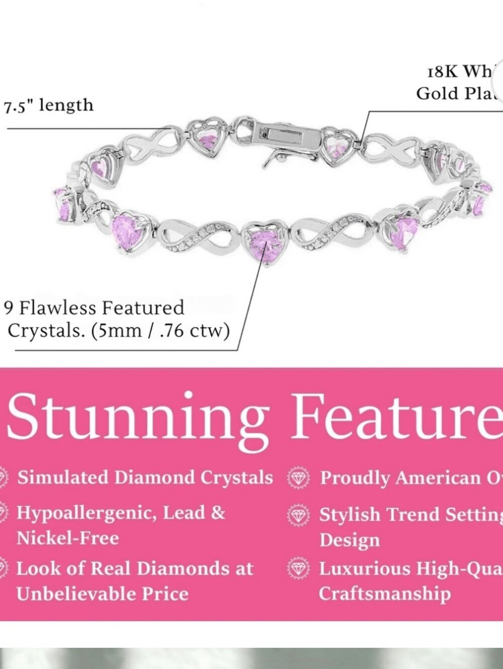 Pink Heart & Infinity Bracelet - Picture 3 of 4